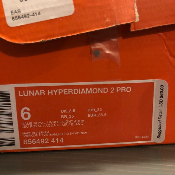 Blue Nike Lunar Hyperdiamond Cleats - Picture 3 of 3